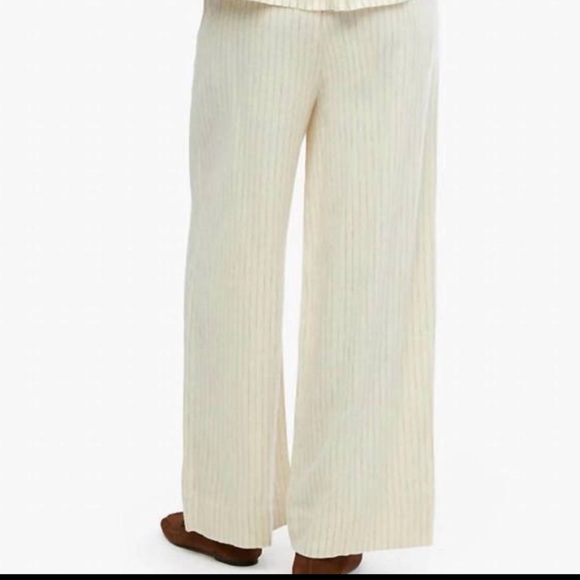 WeWoreWhat Tie Waist  Cream Wide Leg linen blend  Pants size xs - Picture 2 of 11